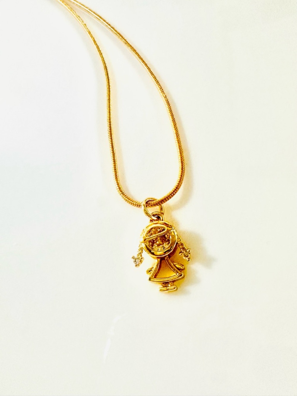 Gold Girls Pendant Necklace - Dainty Gold Charm.